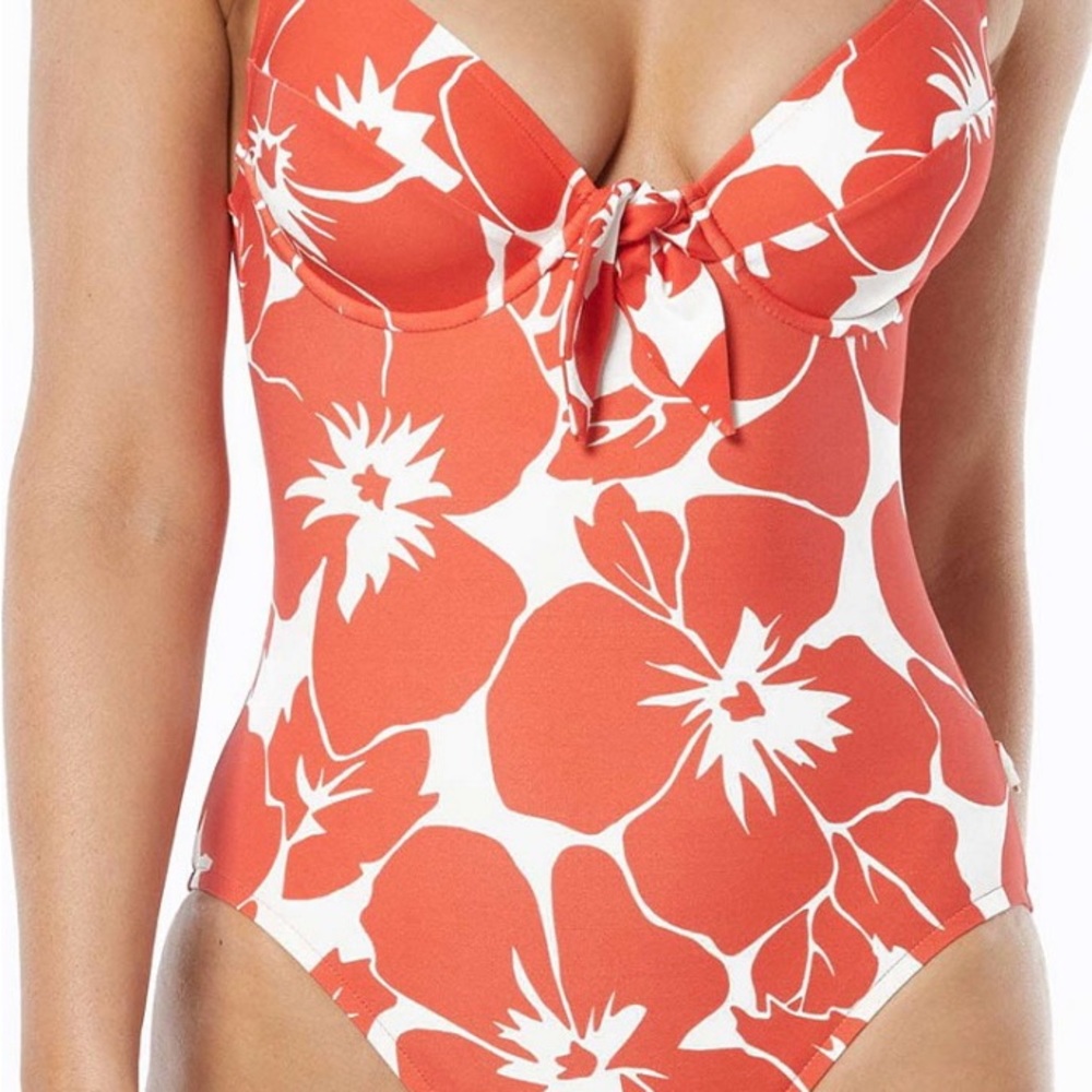 Vince Camuto one piece swimsuit tie front underwire.
